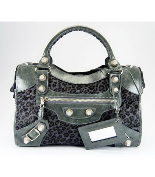 Balenciaga Giant City borsa in Dark Silver Grey Leopard Print